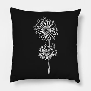 Positive Sunflowers White Outline Pillow