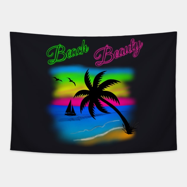 Neon Digital Airbrushed Beach Beauty Tapestry by SpecialTs