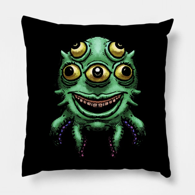 Cute Cartoon Alien 2 Pillow by CrispytheGhoul