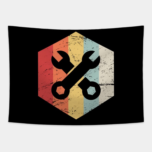 Retro Vintage Wrenches | Pit Crew Race Car Racing Gift Tapestry by MeatMan