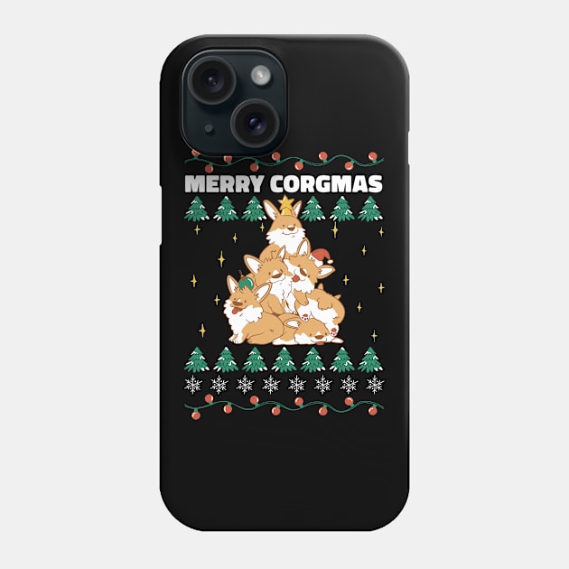 Corgi Christmas Tree Pileup Phone Case by Life2LiveDesign
