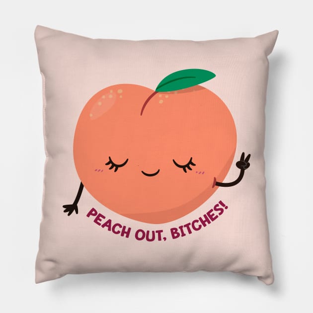 Peach Out! Pillow by FunUsualSuspects