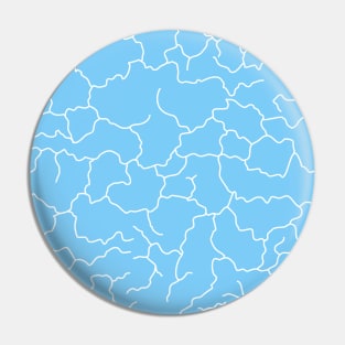 Baby Blue and White Cracked Lines Minimal Abstract Pattern Pin