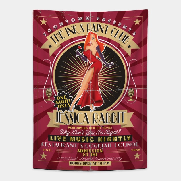 Jessica Rabbit Nightclub Poster Tapestry by Alema Art