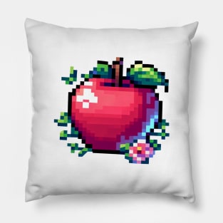 Apple Pixel Flora Bloom Vintage Retro Pillow