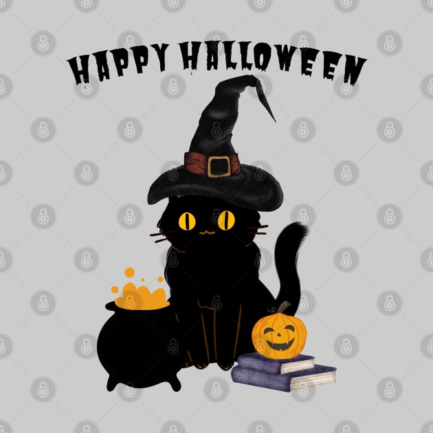 Happy Halloween Black Cat by DMS DESIGN