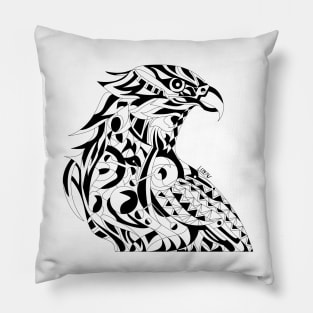 white line art mecha peregrine falcon halcon ecopop in mexican techno organic tribal totonac patterns Pillow