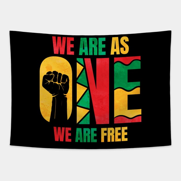 African Colors We Are As One We Are Free Juneteenth Tapestry by SinBle