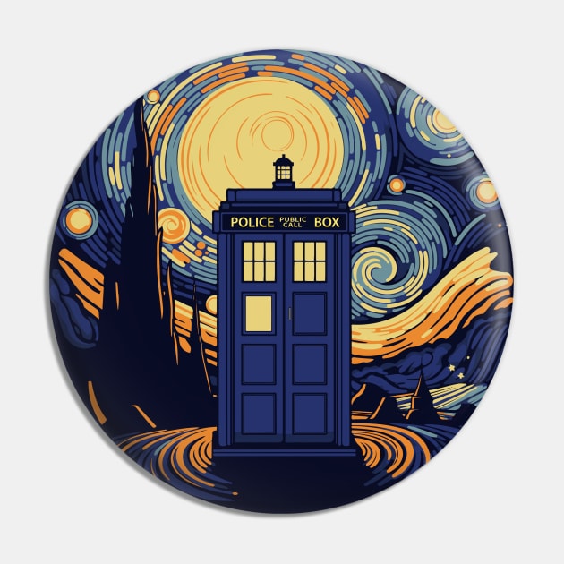 Tardis Van Gogh Pin by DesignedbyWizards