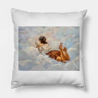 Reading a book in the sky Pillow