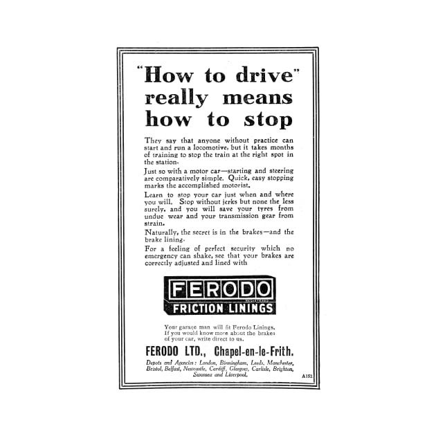 Ferodo - Friction Linings for Brakes - 1927 Vintage Advert by BASlade93