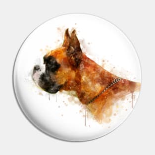 Boxer dog watercolor Pin