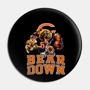 Bear Down #52 Chicago Sports Fan Football Pin