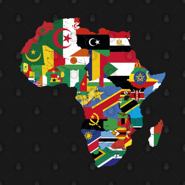 Vintage Africa Map with Flags by RickandMorty