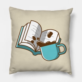 a book and a cup of coffee Pillow