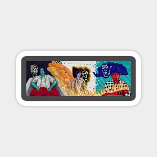 BTS Rapline triptych '23 surrealist painting Magnet