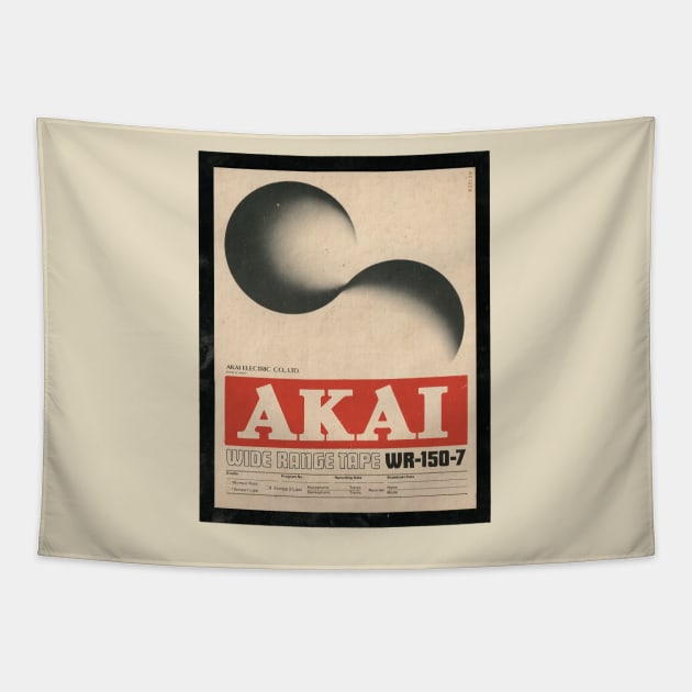 Akai 80s Vintage reel to reel record tape design Tapestry by skeamworks