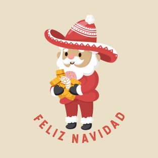 Feliz Navidad - Santa con pan dulce y tamales T-Shirt