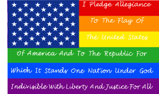 gay pride flag with pledge of allegiance Magnet