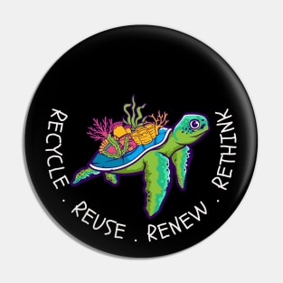 Recycle Reuse Renew Rethink Crisis Environmental Activism Pin