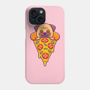 Cute Pug Dog Sleeping On Pizza Cartoon Phone Case