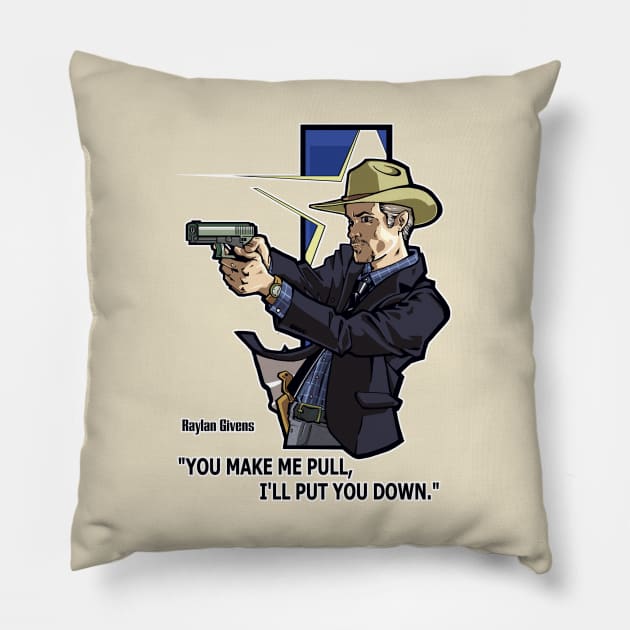 Raylan Givens Justified Pillow by ActionNate