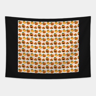 Jack O' Lantern Pumpkins and Leaves Halloween Pattern Tapestry