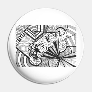 Abstract pattern to print with curves, lines, stripes inspired by zentangle Pin