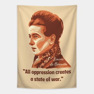 Simone de Beauvoir Portrait and Quote Tapestry