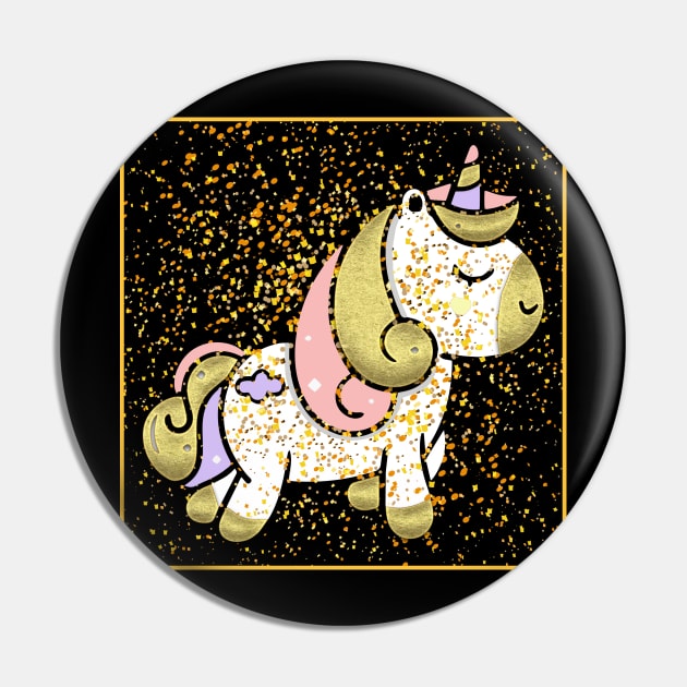 Gold Glitter Unicorn Pin by Imutobi