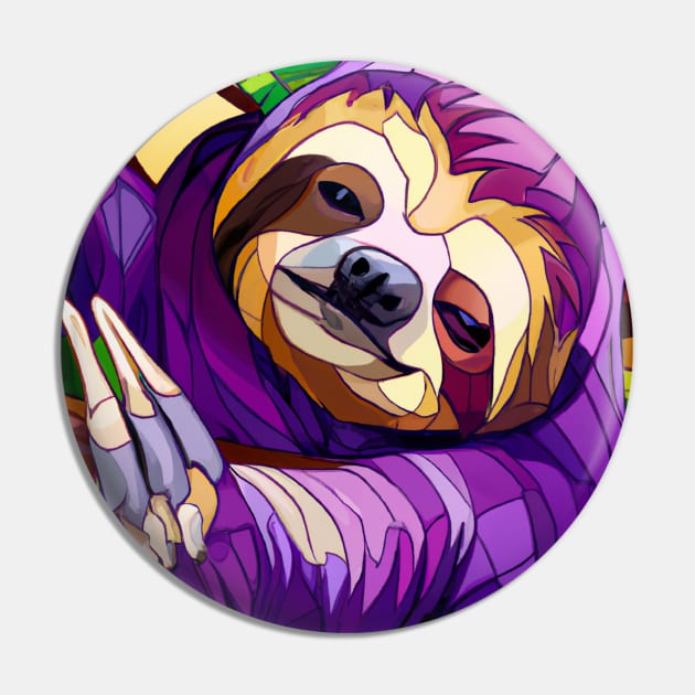 Purple Sloth in Stained Glass Pin by Star Scrunch