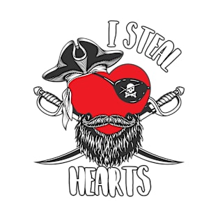 I Steal Hearts Valentine's Day Pirate T-Shirt