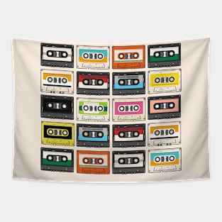 Retro Audio Cassette Tape Illustration // Mixtape Audiocassettes Tapestry