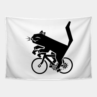 Happy Black Cat On Bicycle Tapestry