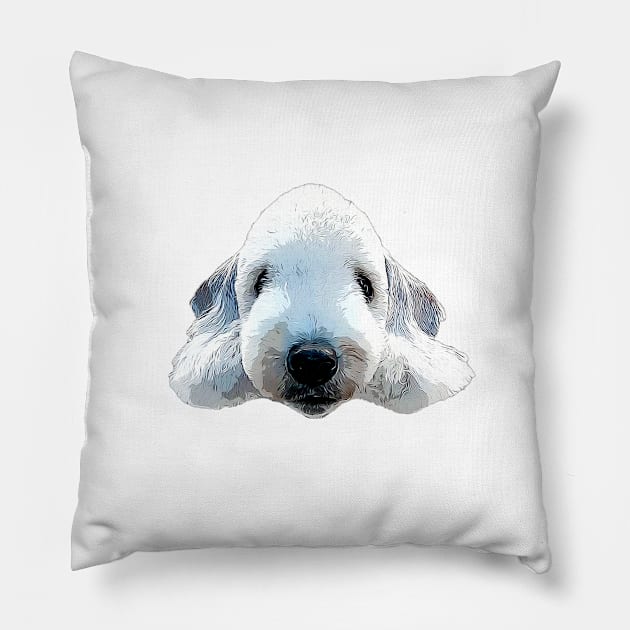 Bedlington Terrier Head Art Pillow by ElegantCat