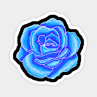 Pixel Blue Rose Magnet