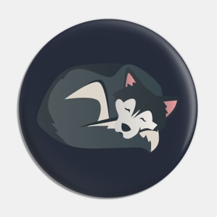 The Sleeping Husky - Digital Illustration Of a Siberian Husky Pin