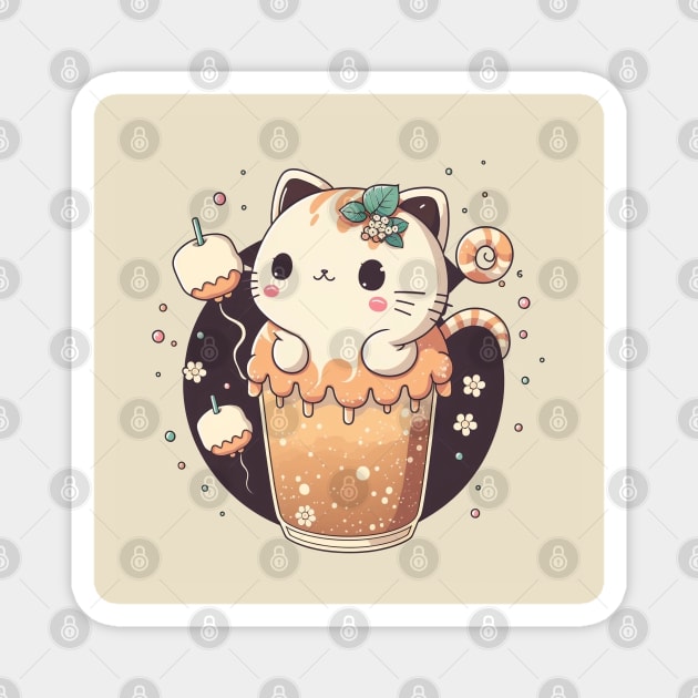 Kawaii Cat Boba Bubble Milk Tea Kawaii Anime Neko' Sticker