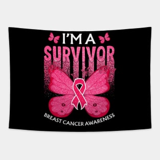 In October We Wear Pink Butterfly Breast Cancer Awareness Tapestry