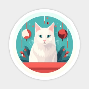 Turkish Angora Cat Xmas Ornament, Love Cats Magnet