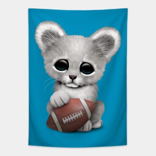 White Lion Cub Playing With Football Tapestry