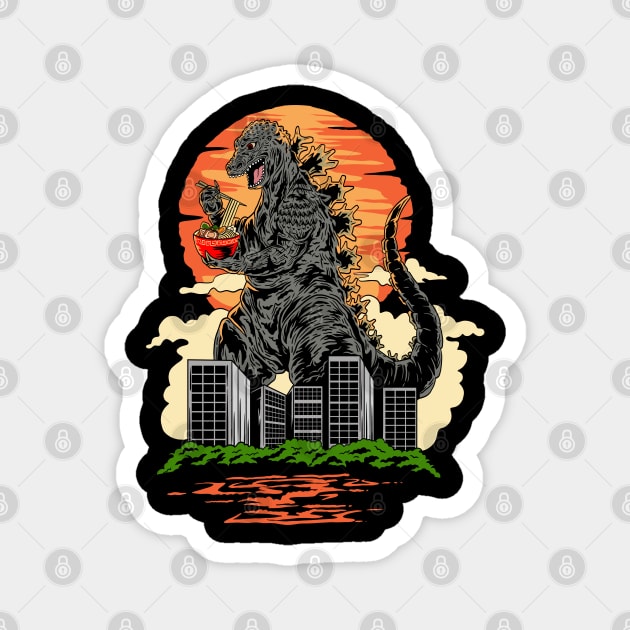 Ramen Zilla kaiju funny parody Magnet by daizzy