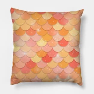 Sparkling Orange Mermaid Scales Pillow