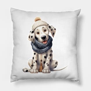 Winter Dalmatian Dog Pillow