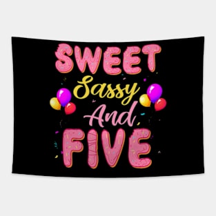 Sweet Sassy And Five Birthday Donut For Girls 5 Year Old Tapestry