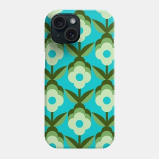 Blue Retro Funky Flowers Phone Case