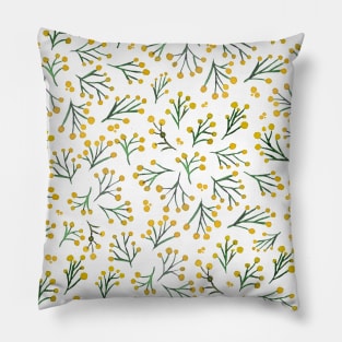 Watercolor winter flowers - yellow and green Pillow