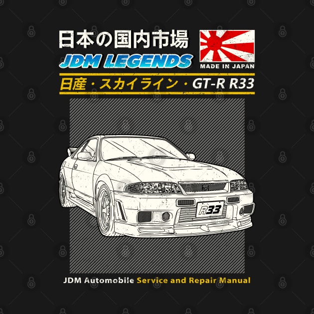 JDM Nissan Skyline GT-R R33 Car Maintenance Manual Cover by Guyvit