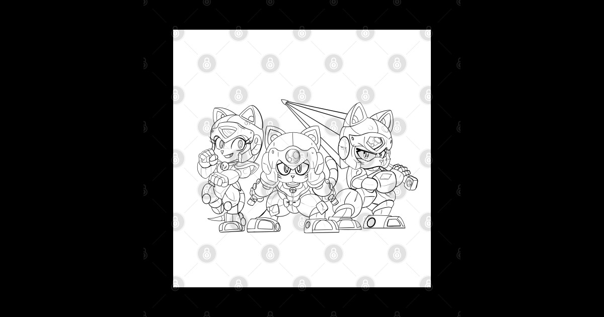 samurai pizza cats skech line art ecopop Samurai Pizza Cats Posters