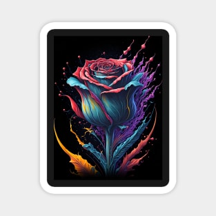 Splash Art of Beautiful Multi-color Rose Magnet